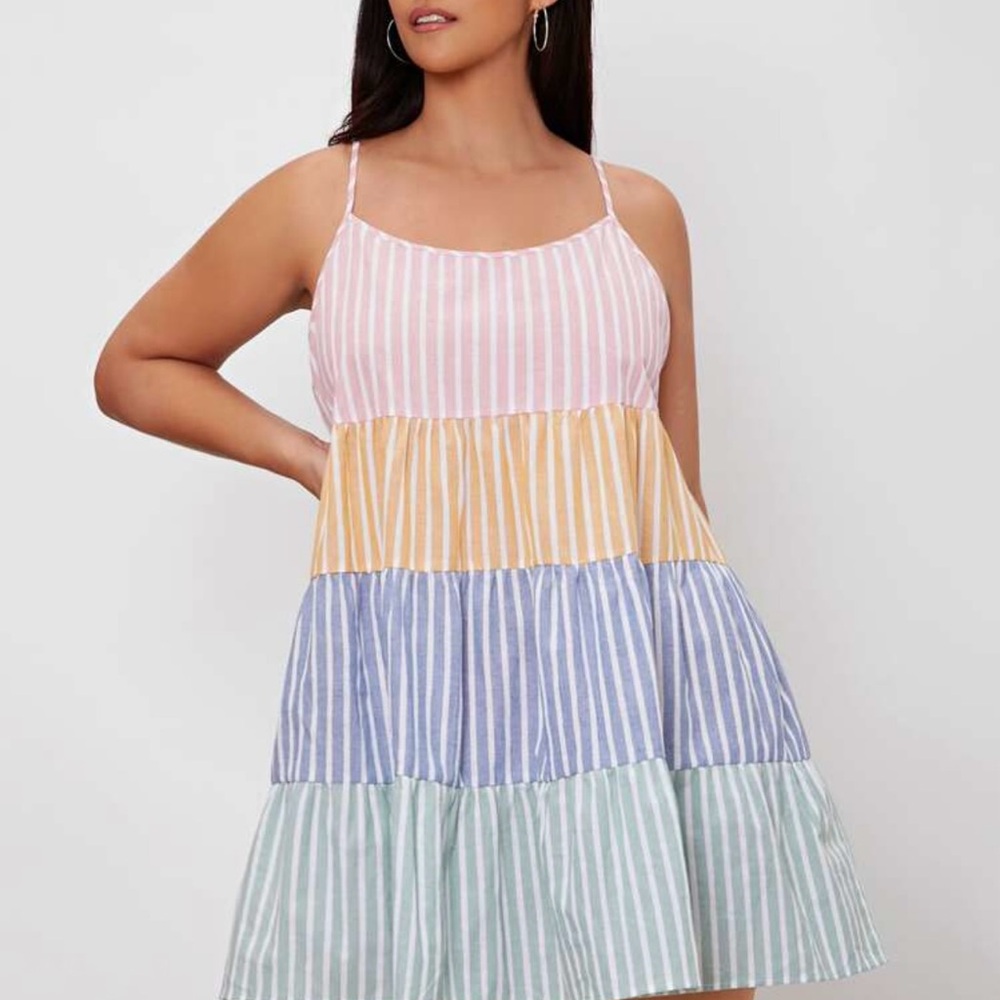 Striped Multicolor Tiered Dress